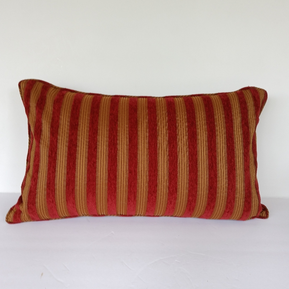 Restoration Hardware Chenille Stripe Lumbar Pillow + Insert SINGLE 12" x 20"